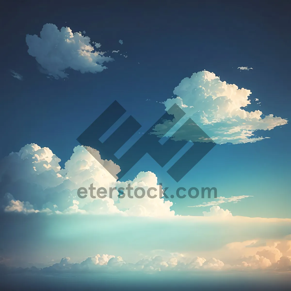 Picture of Vibrant Summer Sky with Fluffy Clouds