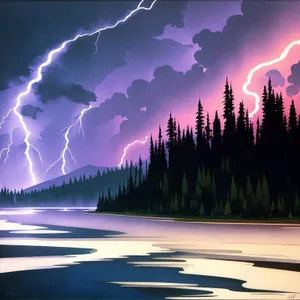 Night Sky with Lightning and Stars