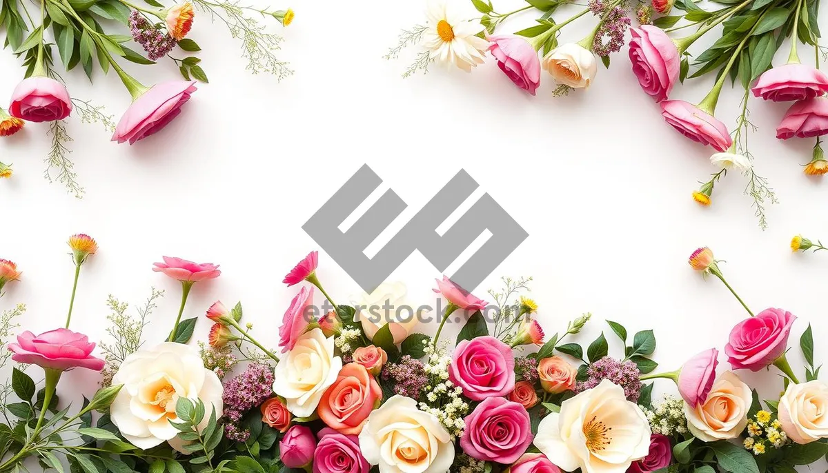 Picture of Spring Wedding Bouquet Pink Rose Floral Frame Decoration