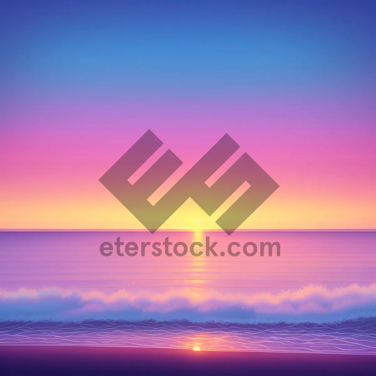 Picture of Serene Summer Seascape with Colorful Clouds