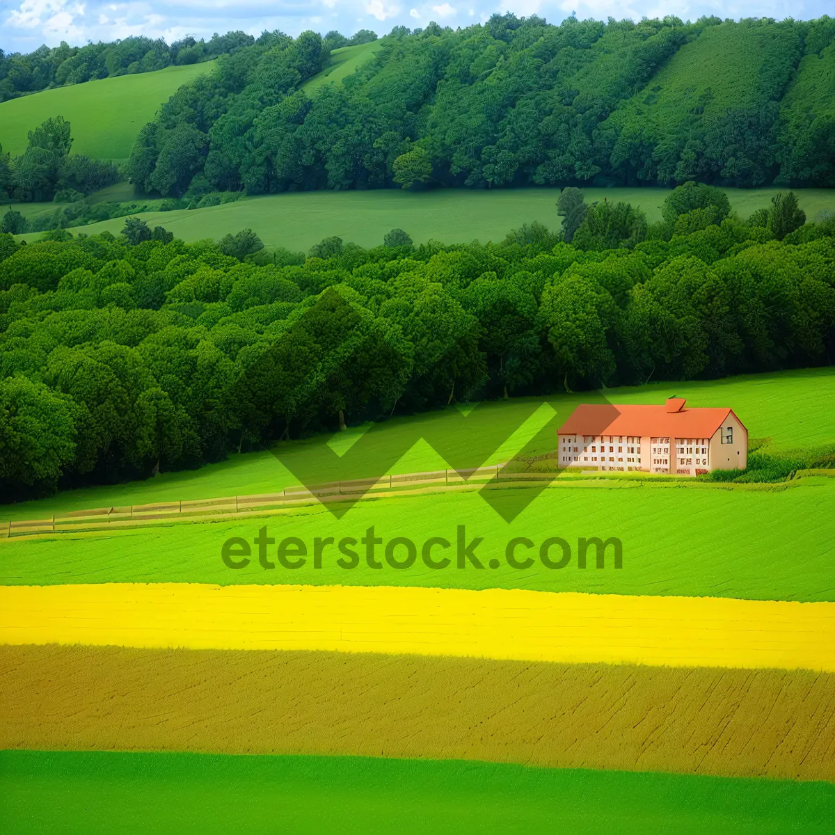 Picture of Scenic Golf Course Landscape Under Sunny Sky