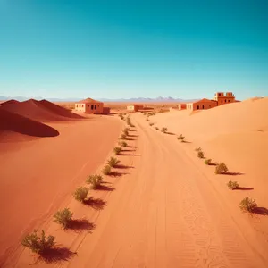 Orange Desert Sunset Landscape in Morocco