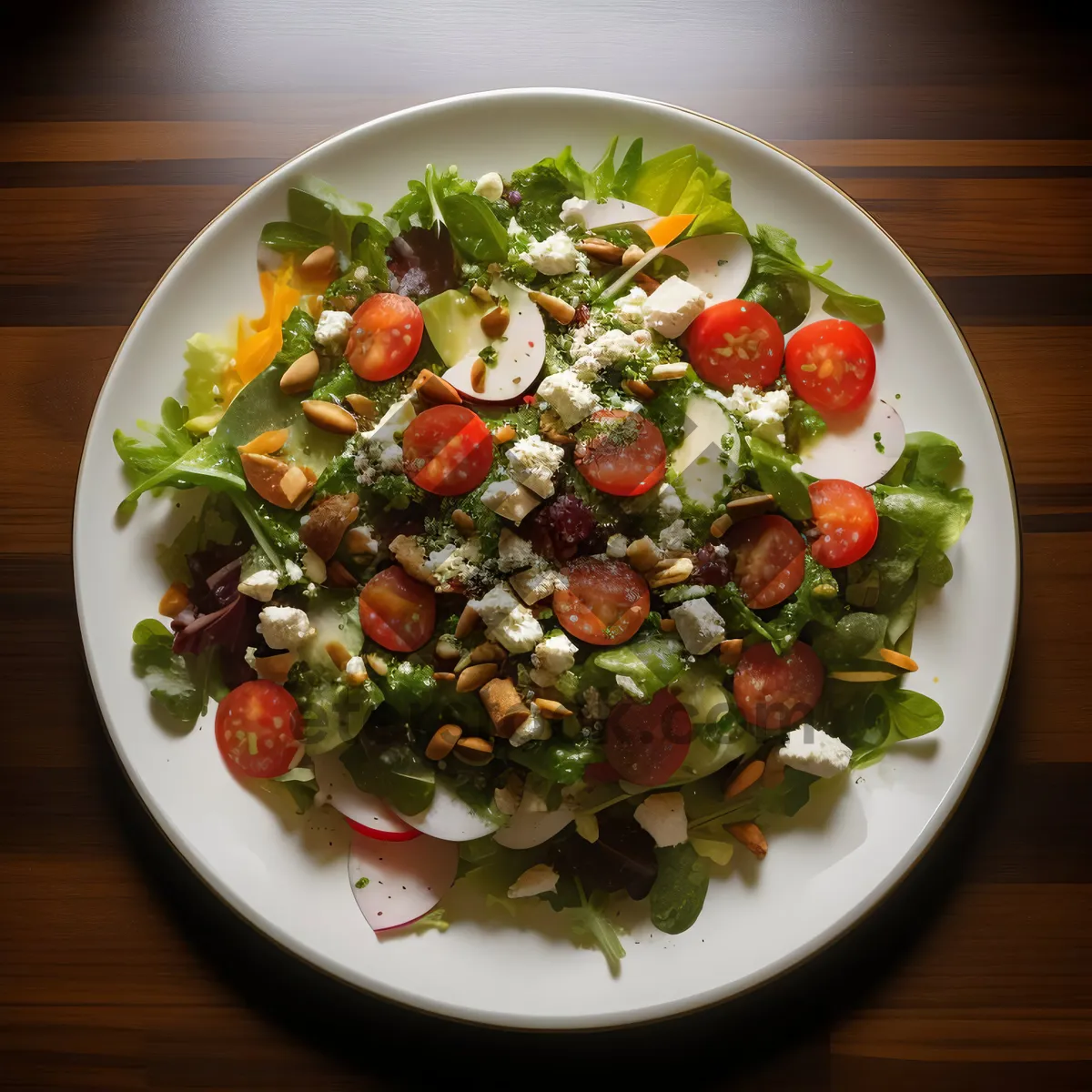 Picture of Fresh and Healthy Lunch Plate with Vegetables and Meat