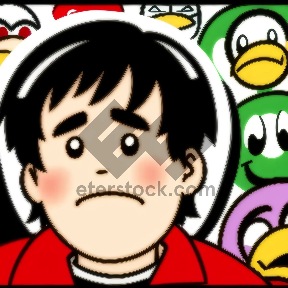 Picture of Cartoon Boy with Clip Art Style Cutout