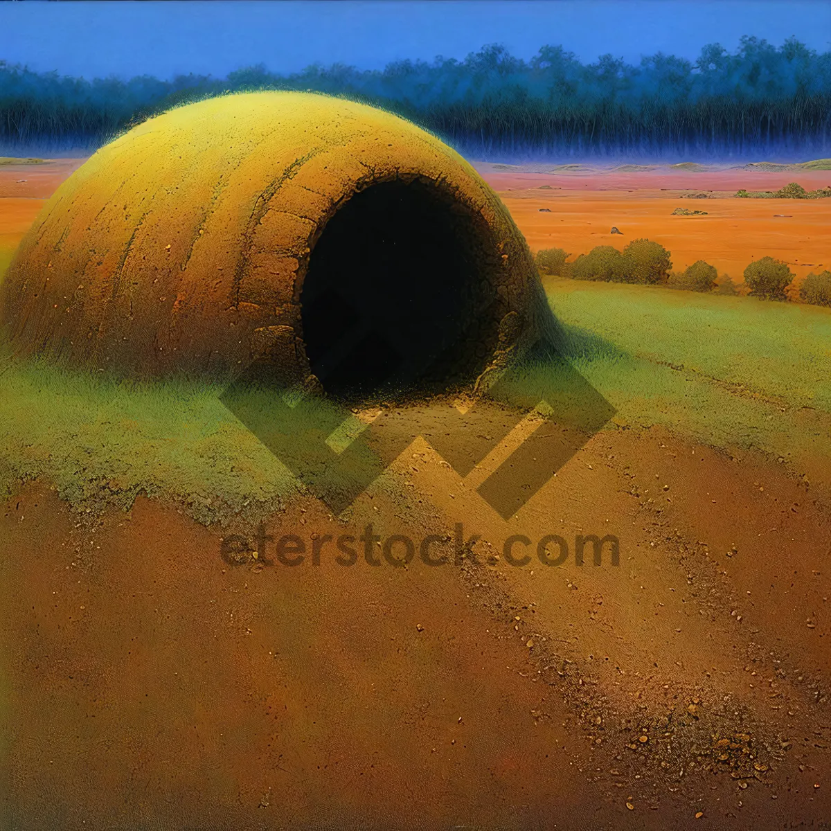 Picture of Harvested Wheat Field Under Summer Sky