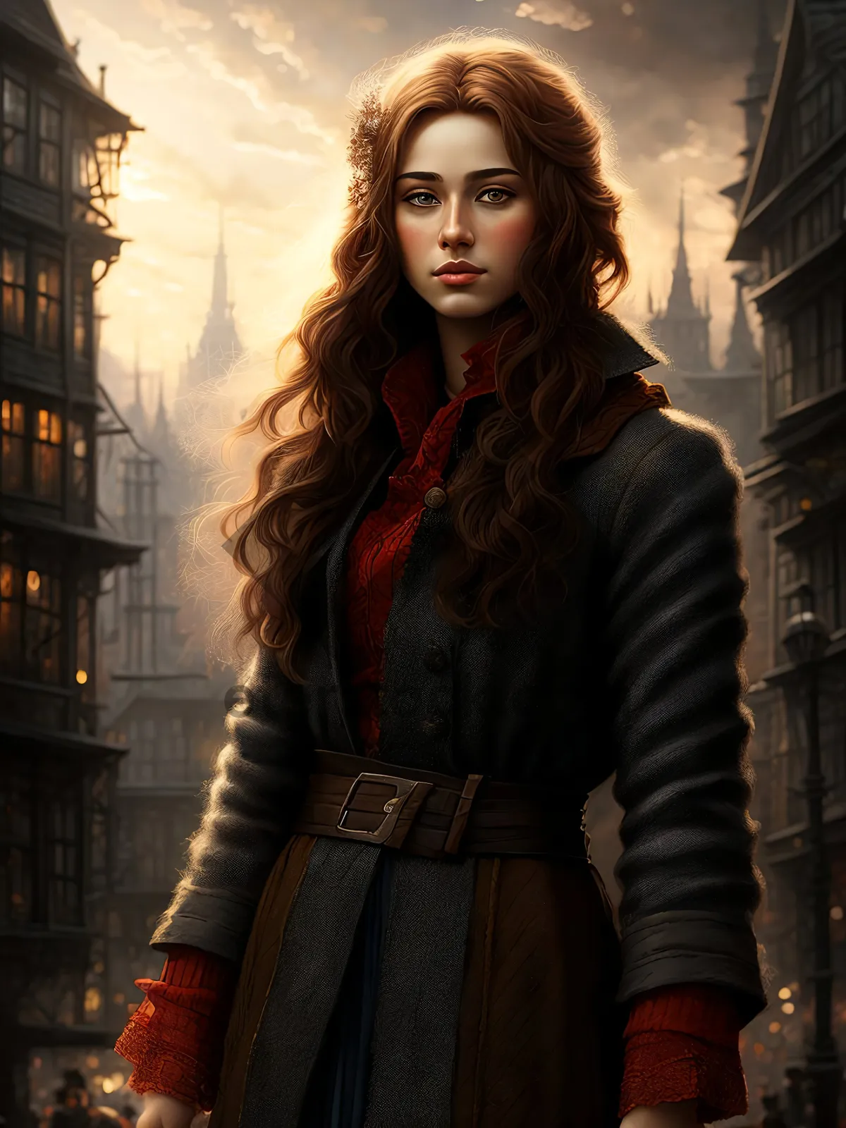 Picture of Stylish brunette fashion model in trench coat