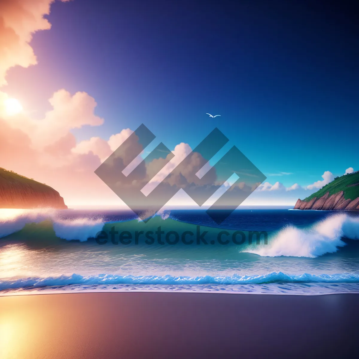 Picture of Blissful Sunset Over Serene Ocean