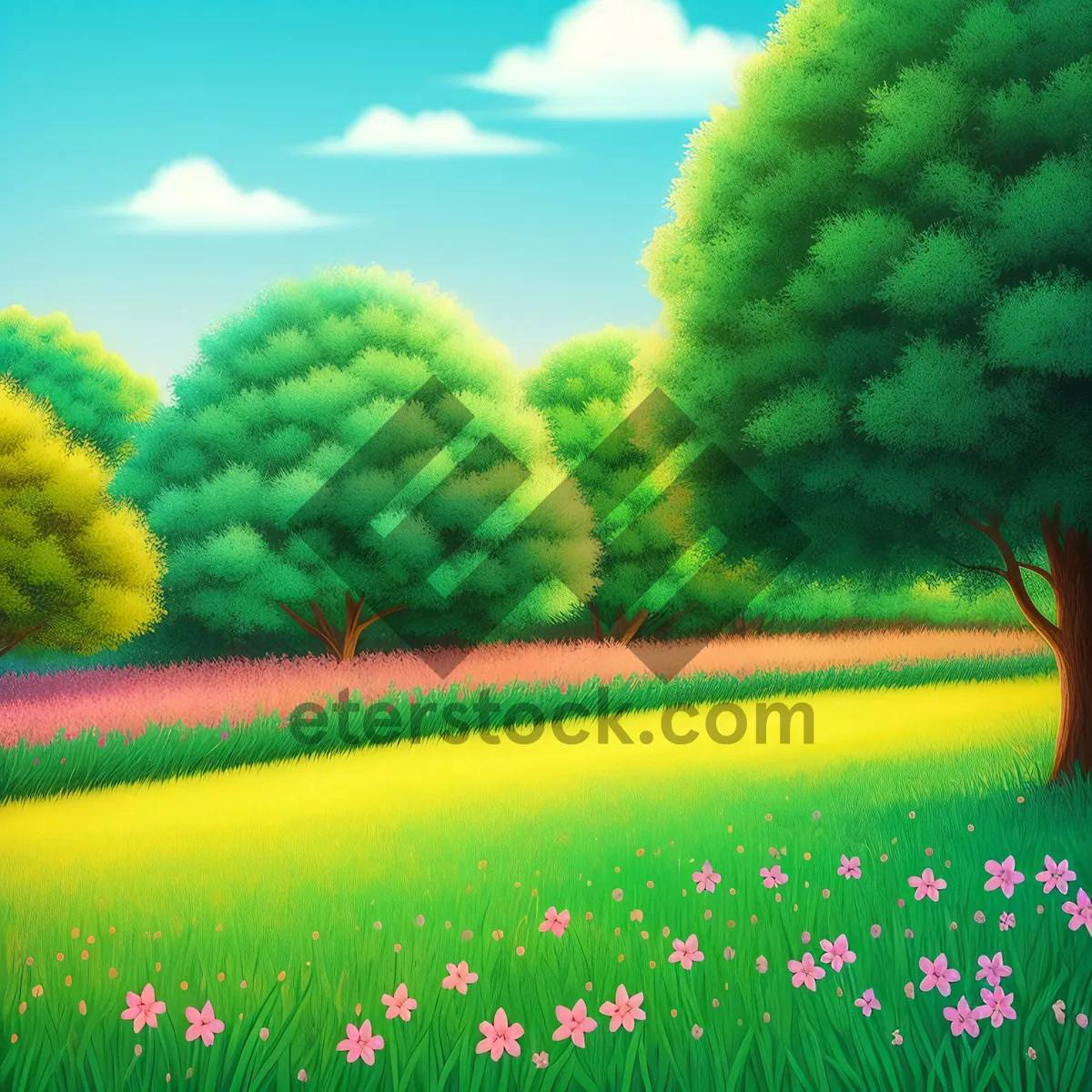 Picture of Serene Spring Meadow Under Sunny Skies