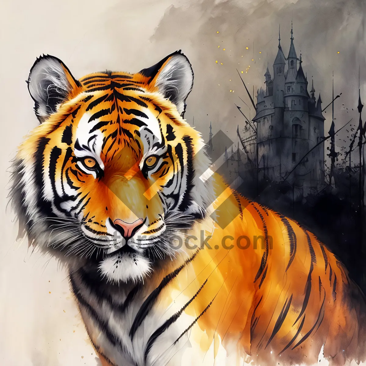 Picture of Fierce Jungle Predator: Striped Tiger in the Wild