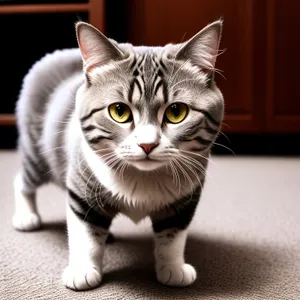 Curious Tabby Kitten with Adorable Green Eyes