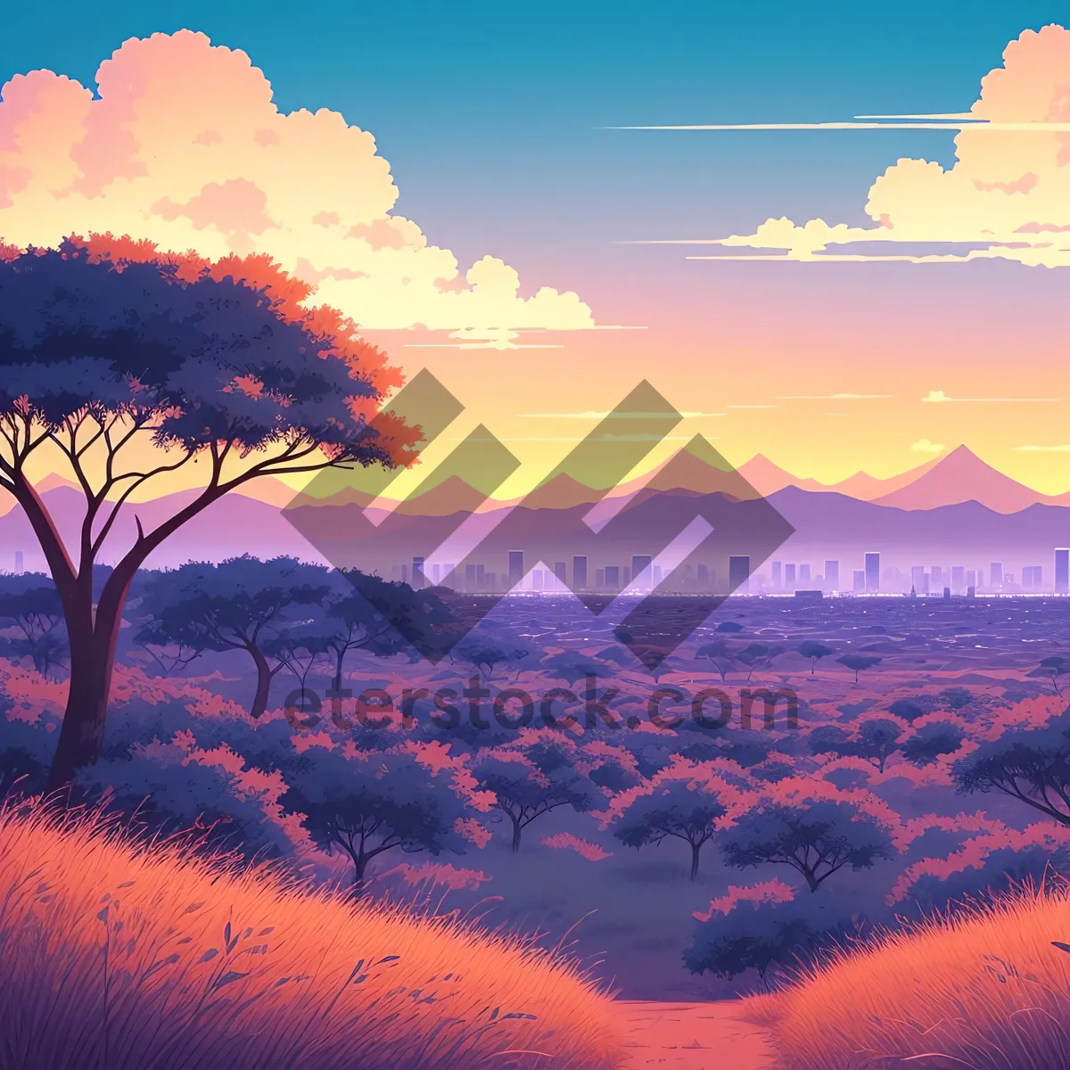 Picture of Golden Horizon: Majestic Sunset Over Savanna Landscape