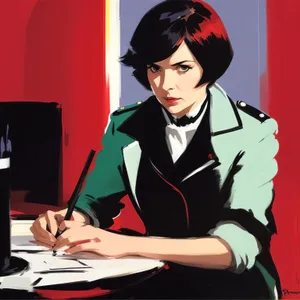 Professional DJ working in office setting