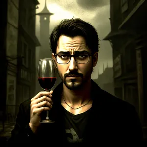 Stylish Male Model Enjoying Red Wine