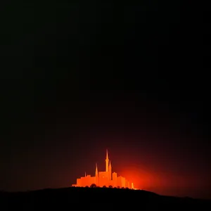 Skyline Cityscape with Majestic Cathedral at Night