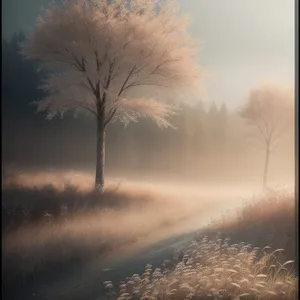 Sunset over rural landscape with majestic sky