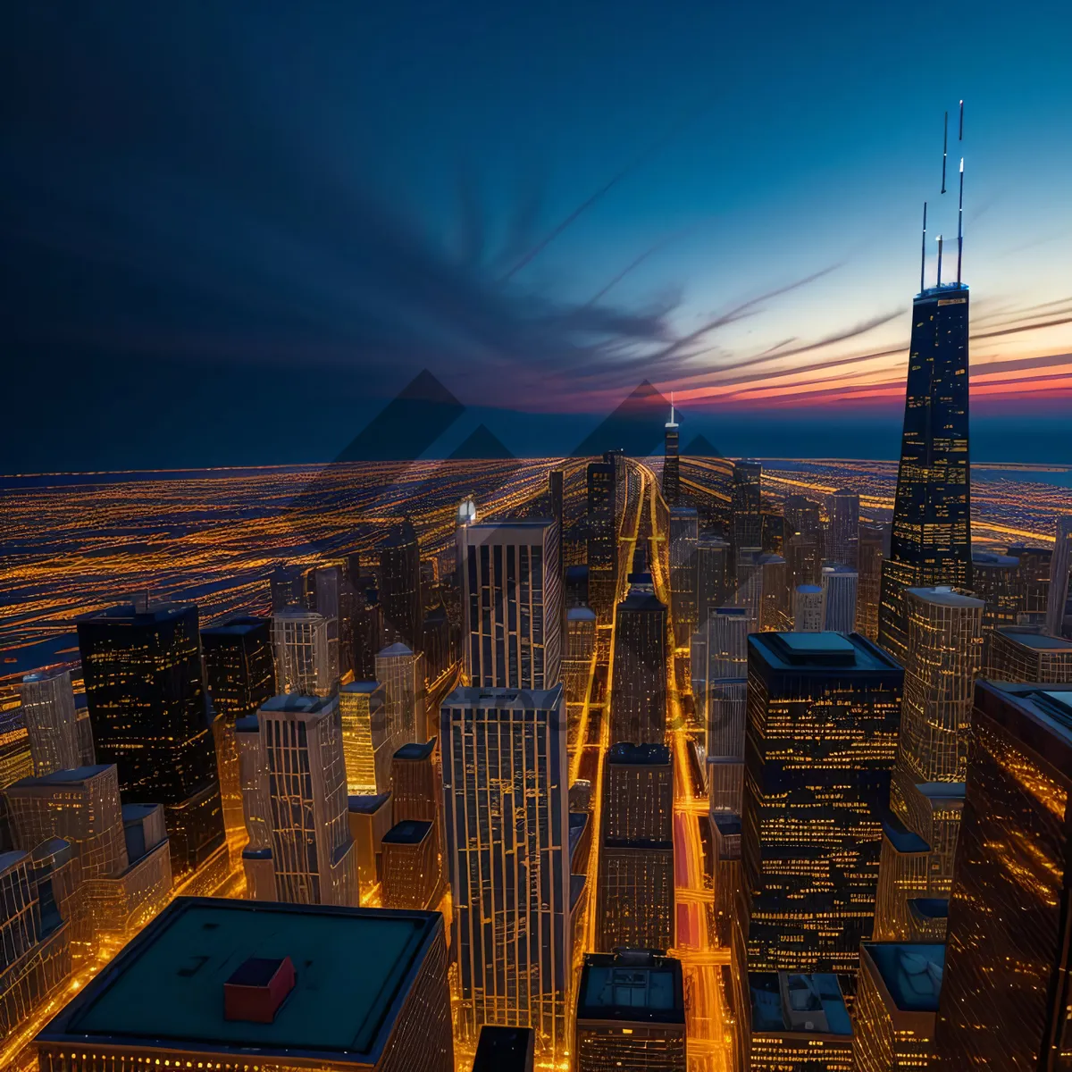 Picture of Metropolis Skyline: Modern Urban Marvels at Sunset