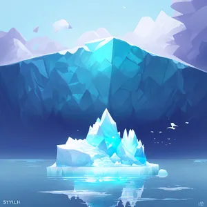 Clear Sky over Majestic Iceberg and Tranquil Waters