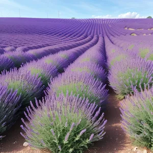 Field of Purple Lavender Flowers in Rural Landscape