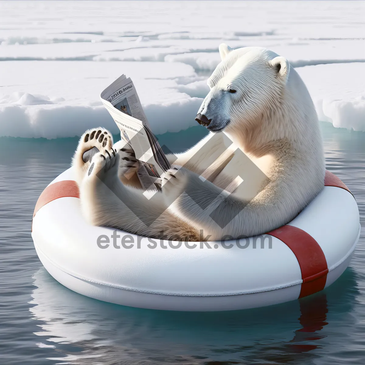 Picture of Arctic seal swimming in icy ocean bay