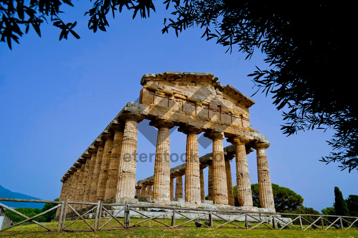 Picture of Ancient Temple Bell Cote against Blue Sky Landmark