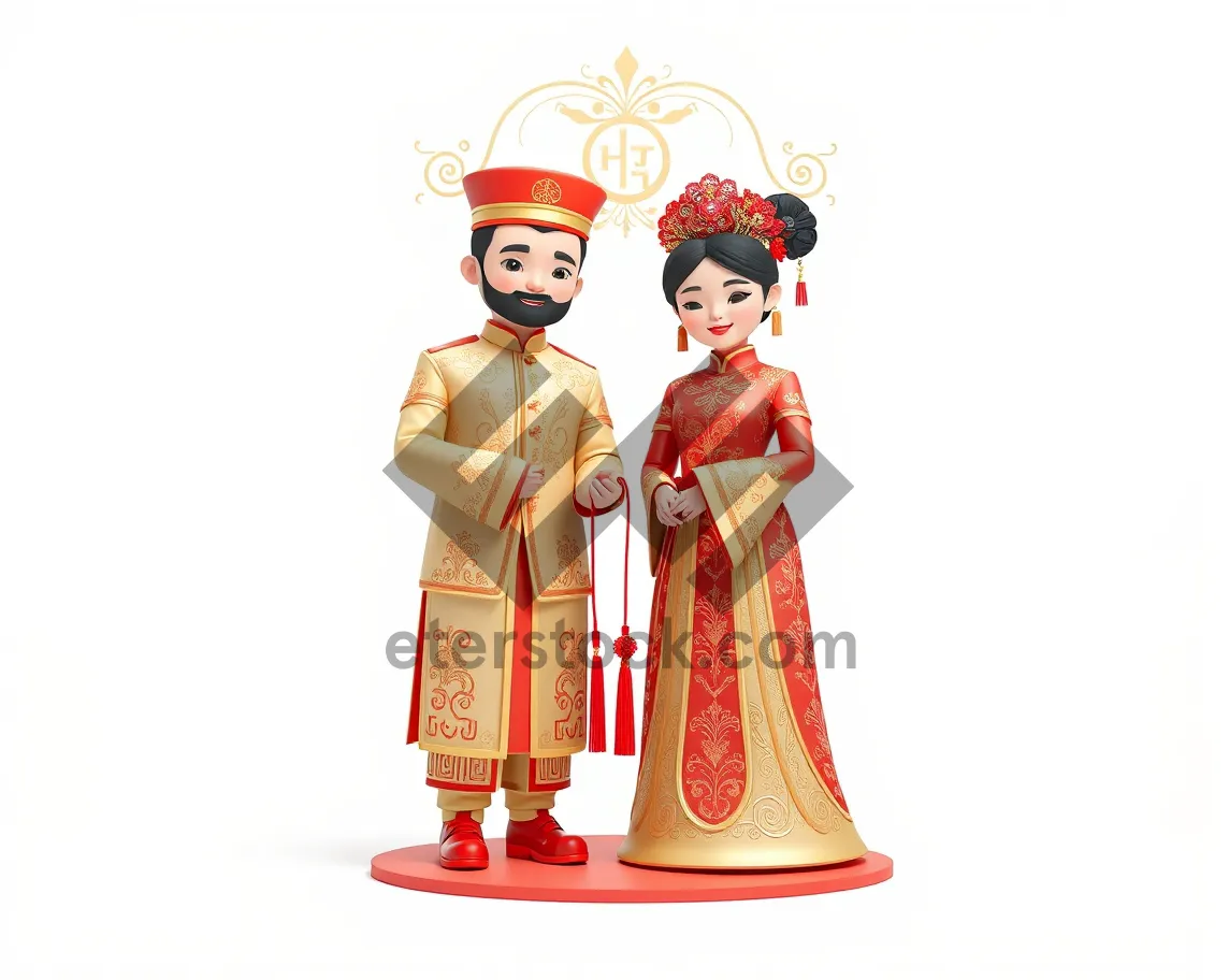 Picture of Happy Cartoon Character in Festive Costume and Hat