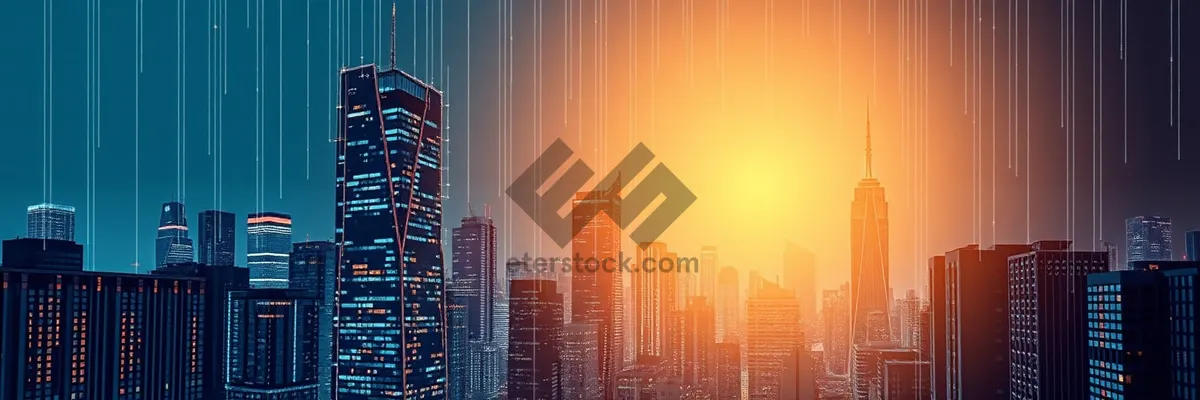 Picture of City skyline with modern skyscrapers at night
