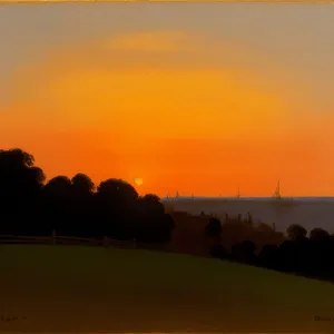 Serene Sunset Over Beach Horizon