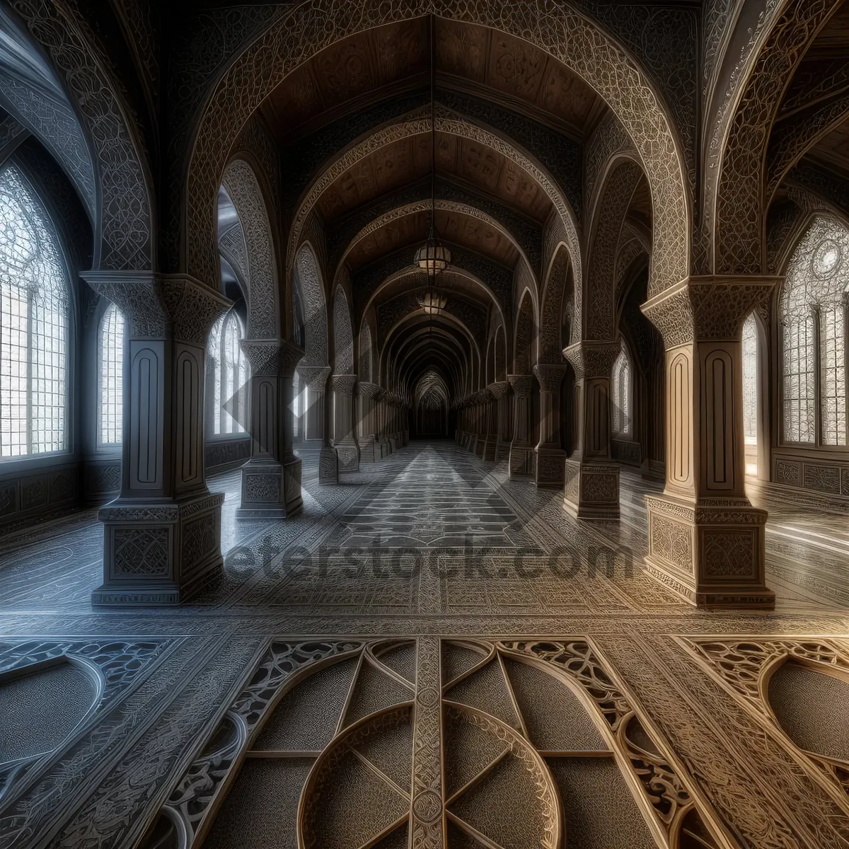 Picture of Stunning Gothic arches in ancient cathedral interior