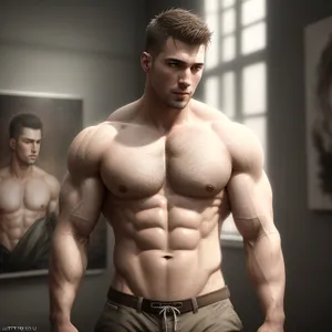 Strong & Sexy Wrestler Posing Shirtless with Bulging Biceps