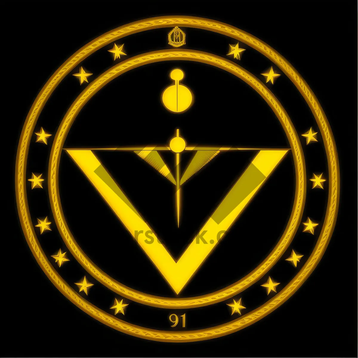 Picture of Golden Baron Heraldry Icon: Elegant Round Black and Gold Symbol