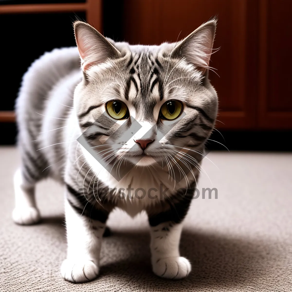 Picture of Curious Tabby Kitten with Adorable Green Eyes