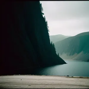 Serene Coastal Mountains and Barrier Island Reflection