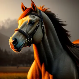 Thoroughbred Stallion Equestrian Portrait in Meadow