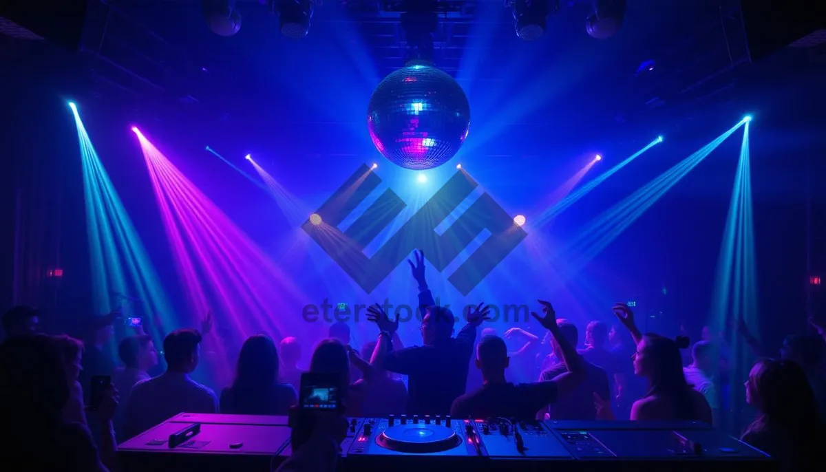 Picture of DJ creating vibrant light show on stage at nightclub