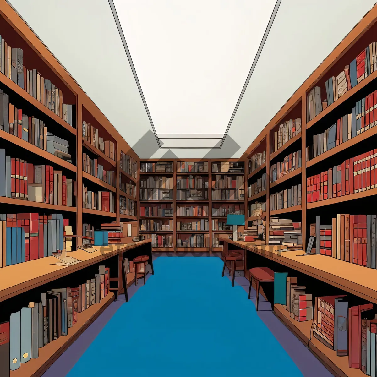 Picture of Library Interior with Books and Bookshelves