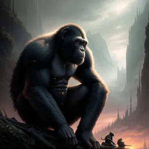 Wild Primate Jungle Statue: Majestic Orangutan in Natural Habitat