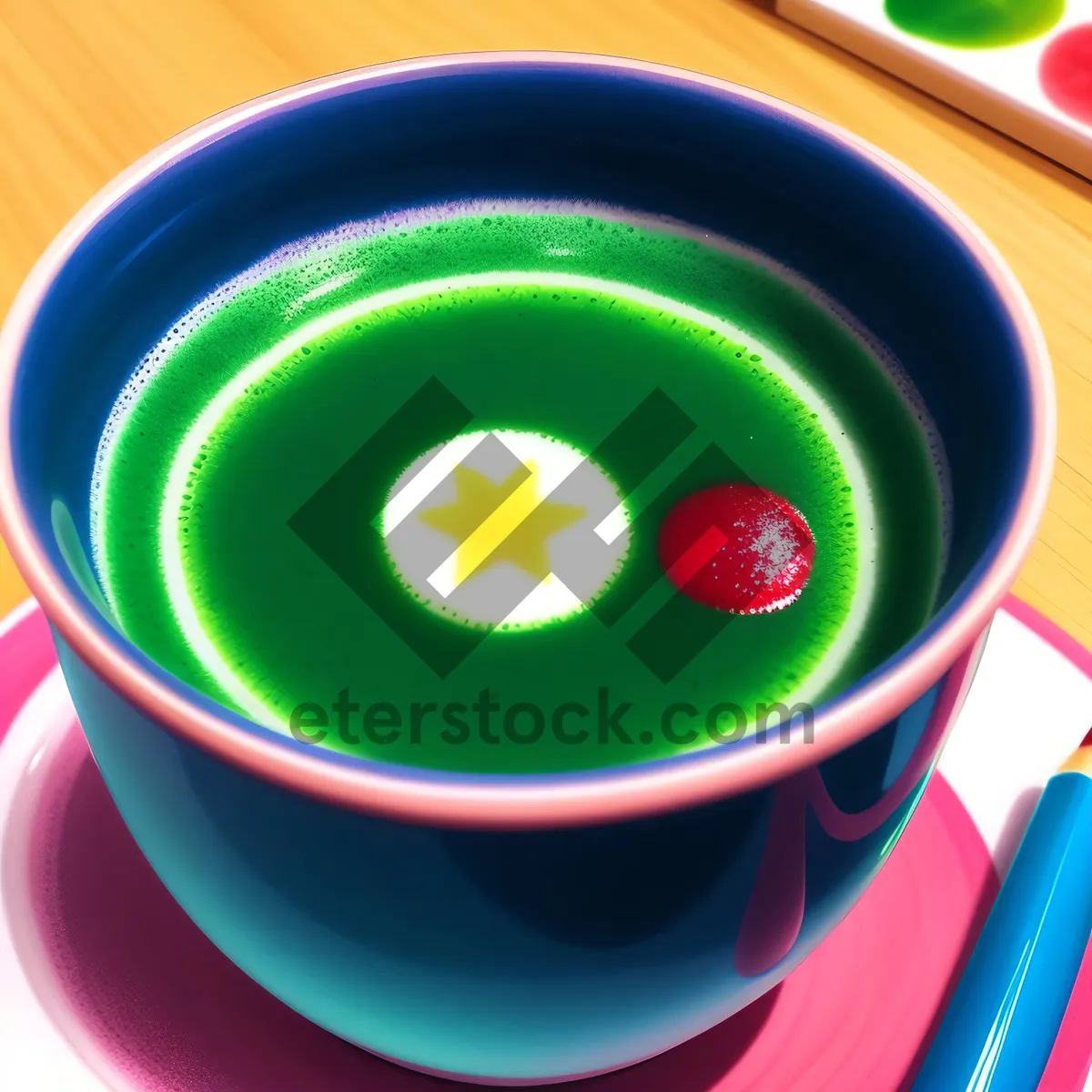 Picture of Colorful Punch in Yellow Mixing Bowl