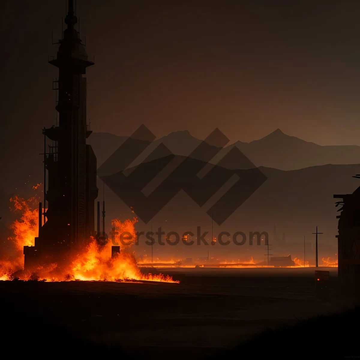 Picture of Fiery Minaret at Sunset