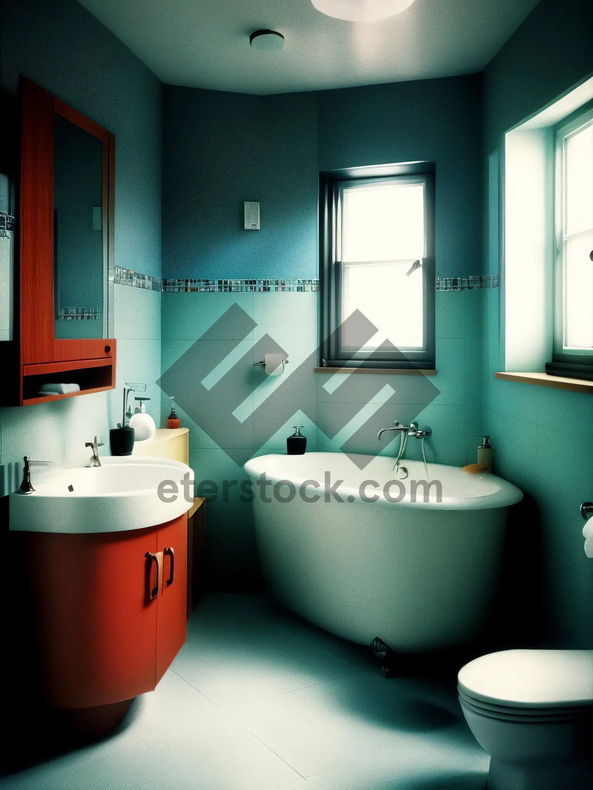 Picture of Modern Luxury Bathroom with Stylish Sink and Faucet
