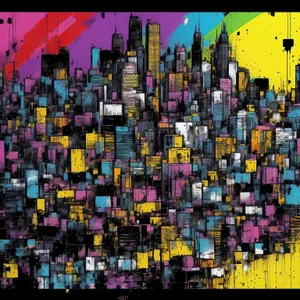 Colorful City Mosaic: A Vibrant Puzzle of Modern Art