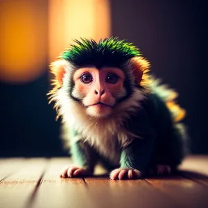 Adorable primate portrait featuring cute, wild monkey