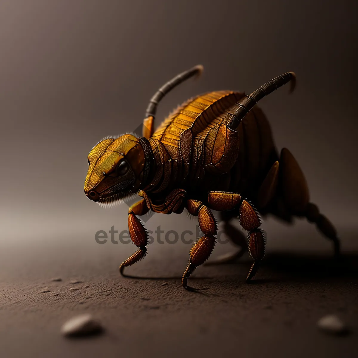 Picture of Close-up of Black Rhinoceros Beetle with Antenna