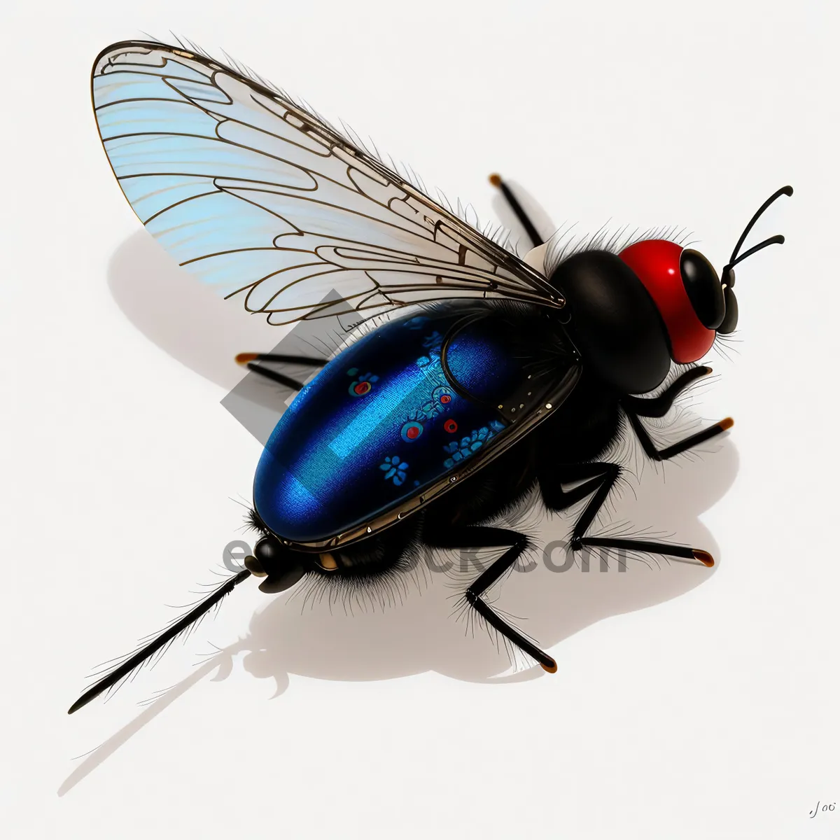 Picture of Black Fly on Mouse Pen: Insect Close-up