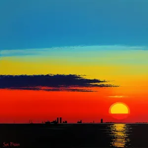 Ocean Sunset: Serene Horizon with Orange Skies