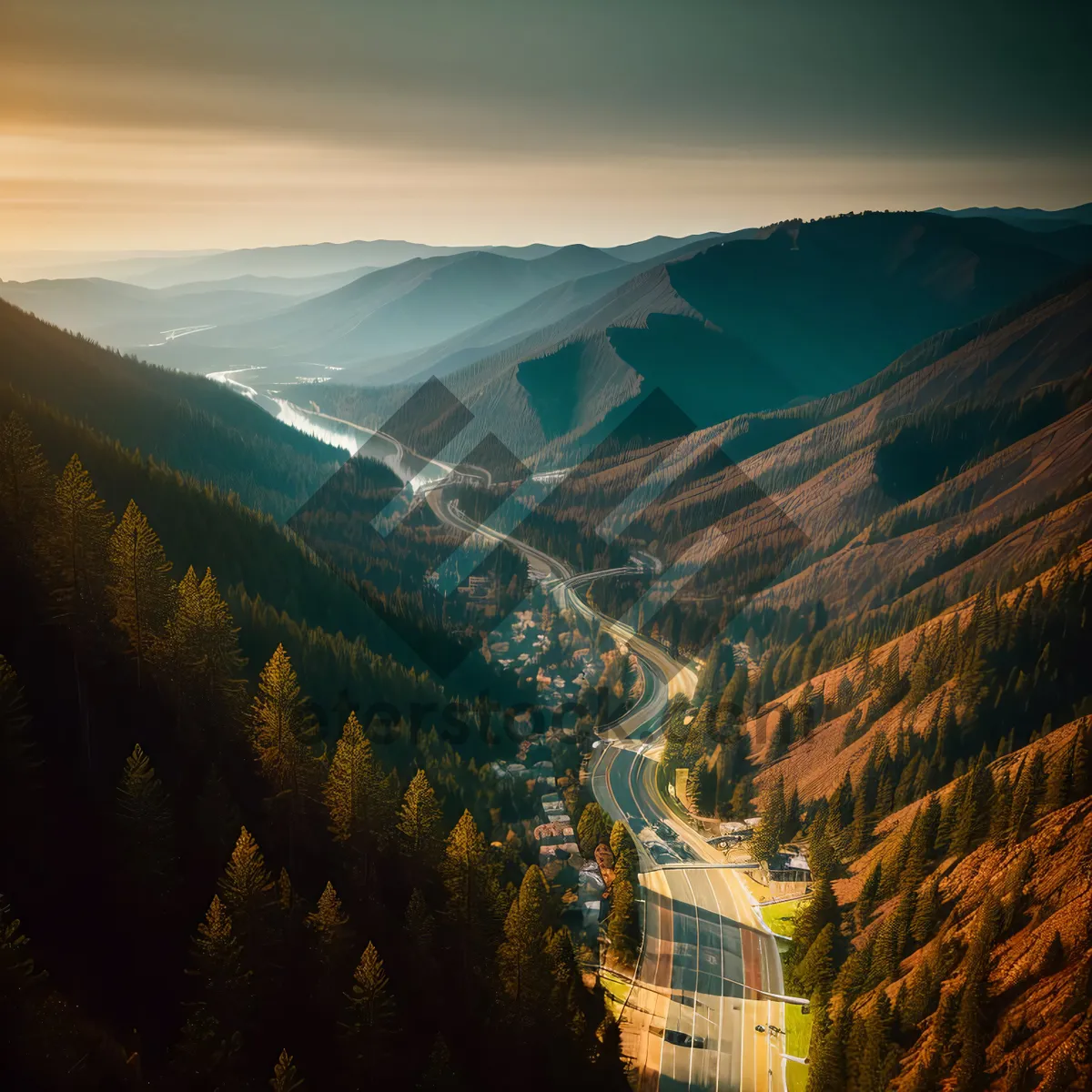 Picture of Grand Canyon Skyline: Majestic Valley of Mountains and Rivers