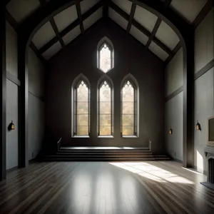 Ancient Cathedral Hall with Magnificent Vaulted Ceiling