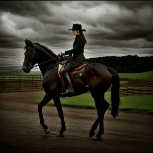 Thoroughbred Horseback Race with Jockey on Grass