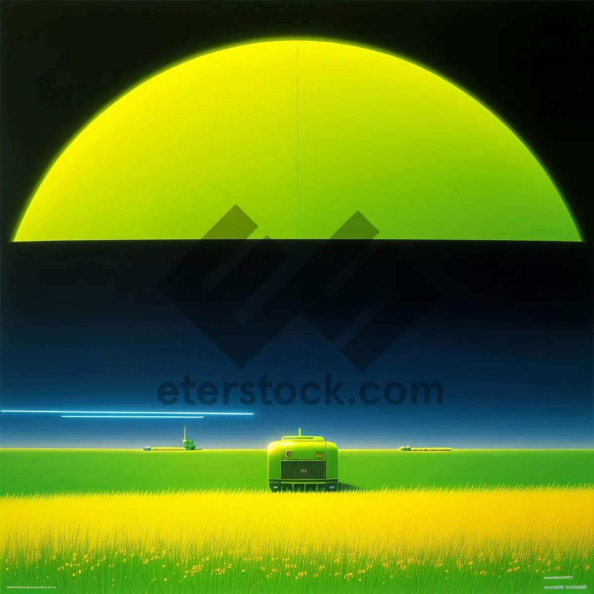 Picture of Sunny Meadow Landscape with Vibrant Sky