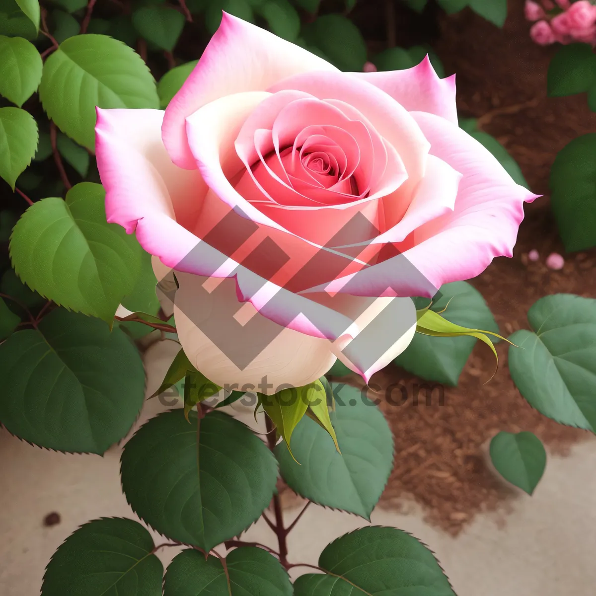 Picture of Romantic Pink Rose Blossom with Petals