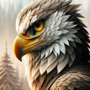 Majestic Bald Eagle Gazing with Piercing Yellow Eyes.